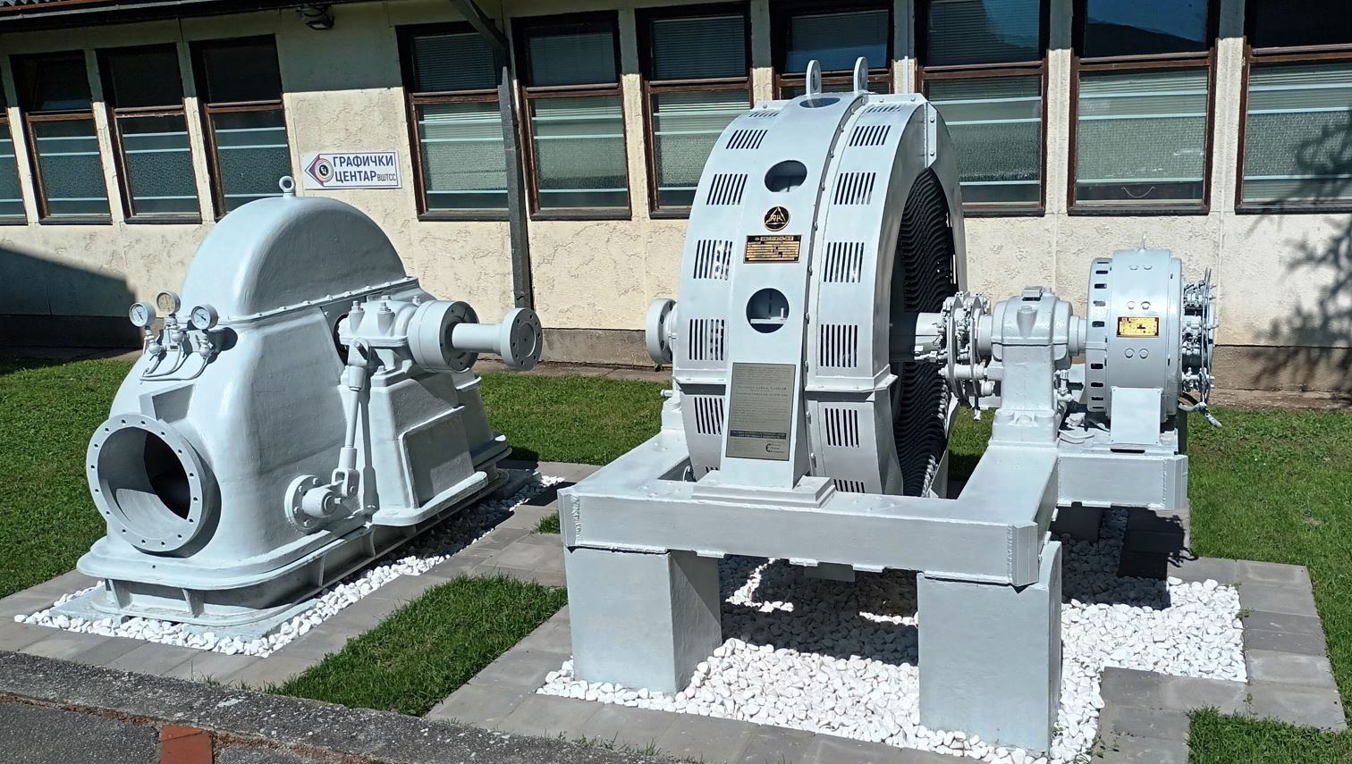 A Museum Exhibit of a Turbine-Generator Placed in Front of the Faculty of Technical Sciences Čačak